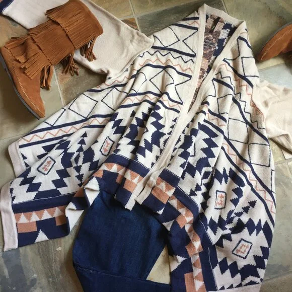Nordstrom Waterfall Tribal/Aztec Cardigan (NEW) - Picture 6 of 13